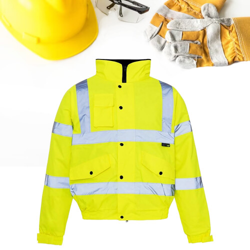 Medium Bomber Jacket High Visibility Workwear With Concealed Hood 1
