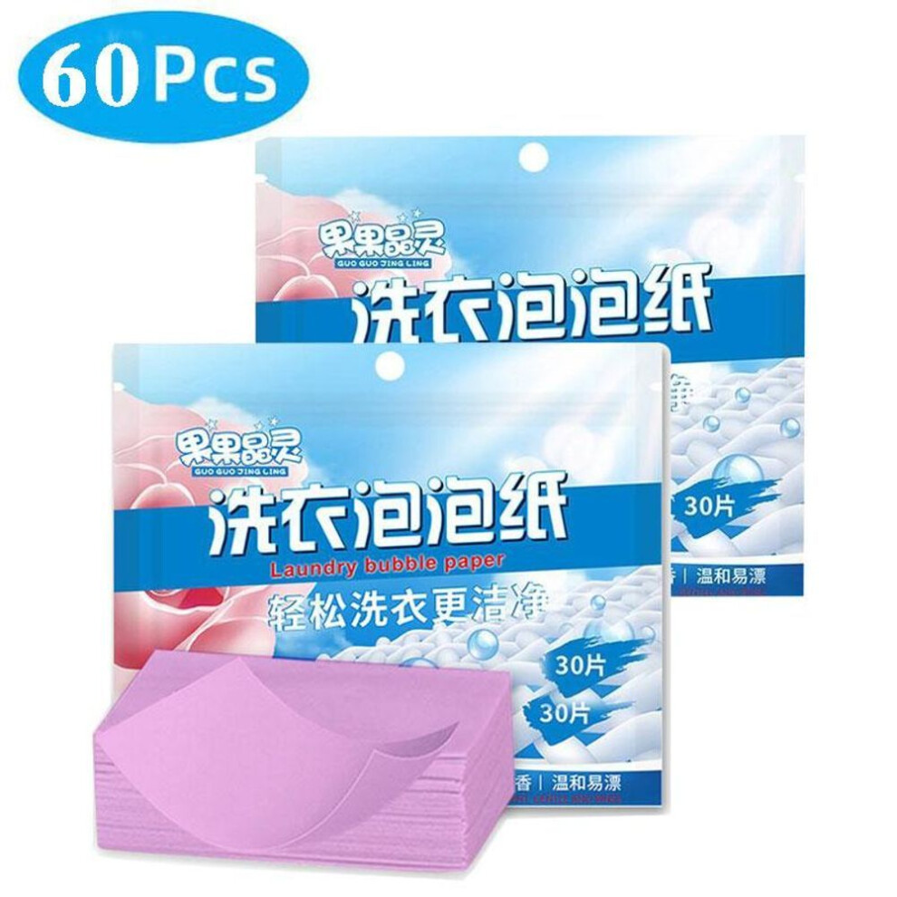 (pink, 60PCS) 30/60/90 Pcs/lot Eco Friendly Laundry Detergent Soap Sheet Plastic Free Concentrated Washing Strong Laundry Gadget For Washing Machine