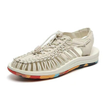 (tan, 40) 35-46 Size New Breathable Sandals Women Fashion Casual Woven Sandals Beach Women's Shoes Couple Shoes