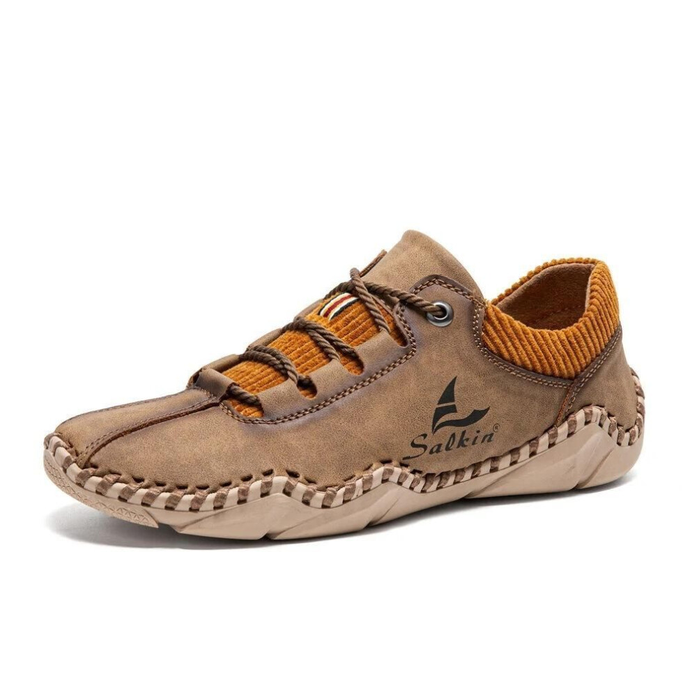 (tan, 43) Men Split Leather Casual Leather Shoes Men Loafers Comfortable Driving Shoe Moccasins Man Flats Shoes