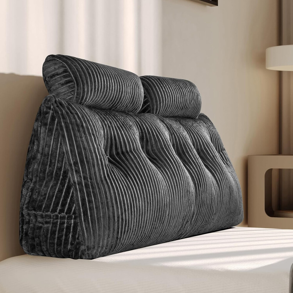 (150*50*20CM, Grey) Large Wedge Back Pillows, Headboard Triangular Rest Reading Pillow, Lumbar Support Cushion Waist Backrest, Soft Sofa Daybed Positioning Bolster