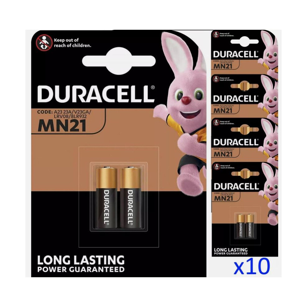 10 X Duracell MN21 A23 12V Security Battery 23A LRV08 Expiry 2028