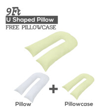 (Cream) 9FT U Pillow with FREE Pillowcase Full Body Maternity Pregnancy Nursing Support