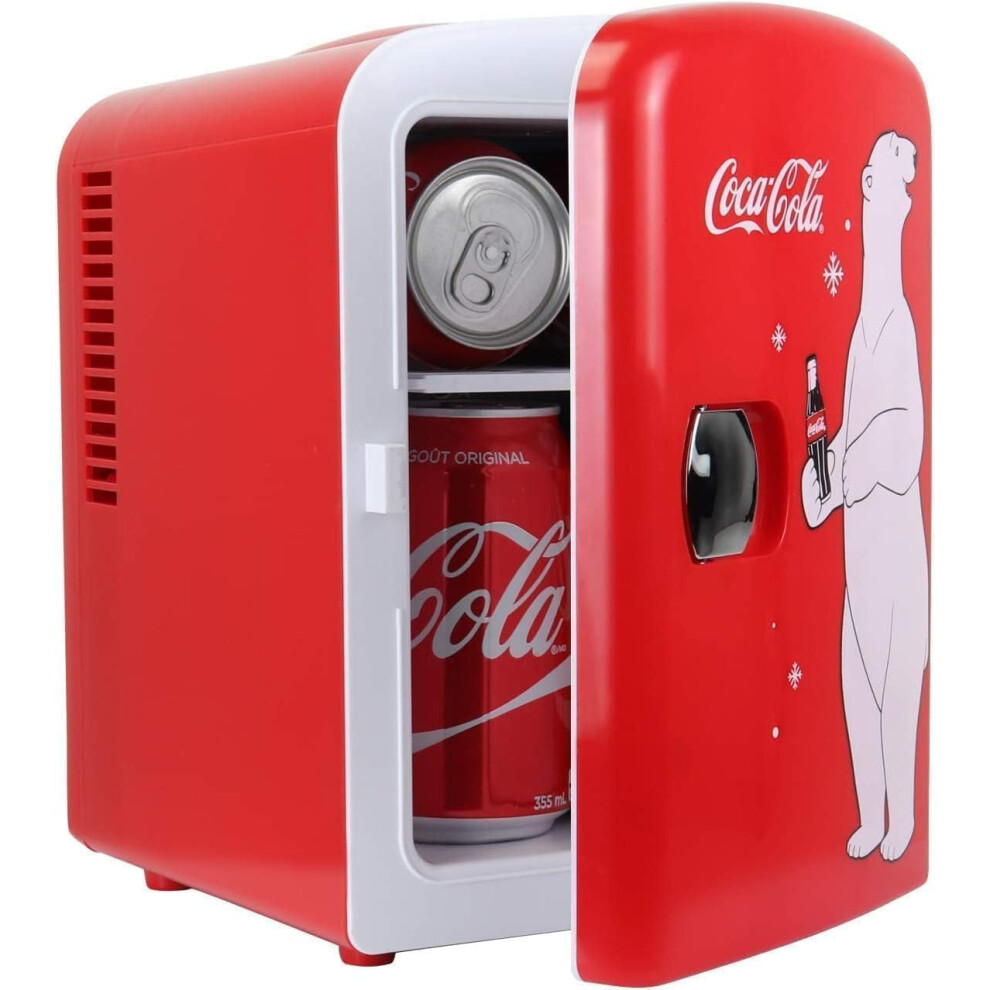 (Red) 4L Small Fridge 6 Cans Desktop Fridge Skin Care Office Food & Beverage Home Car & Travel 12v Portable Refrigerator Heater Refrigerator