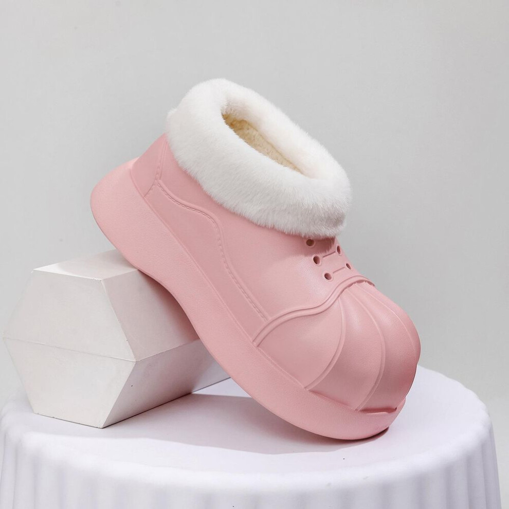 (pink, 34-35) Winter Thick Soled Snow Boots For Women&apos;s Short 2023  Plush And Thick Anti Slip Cotton Slippers For Women