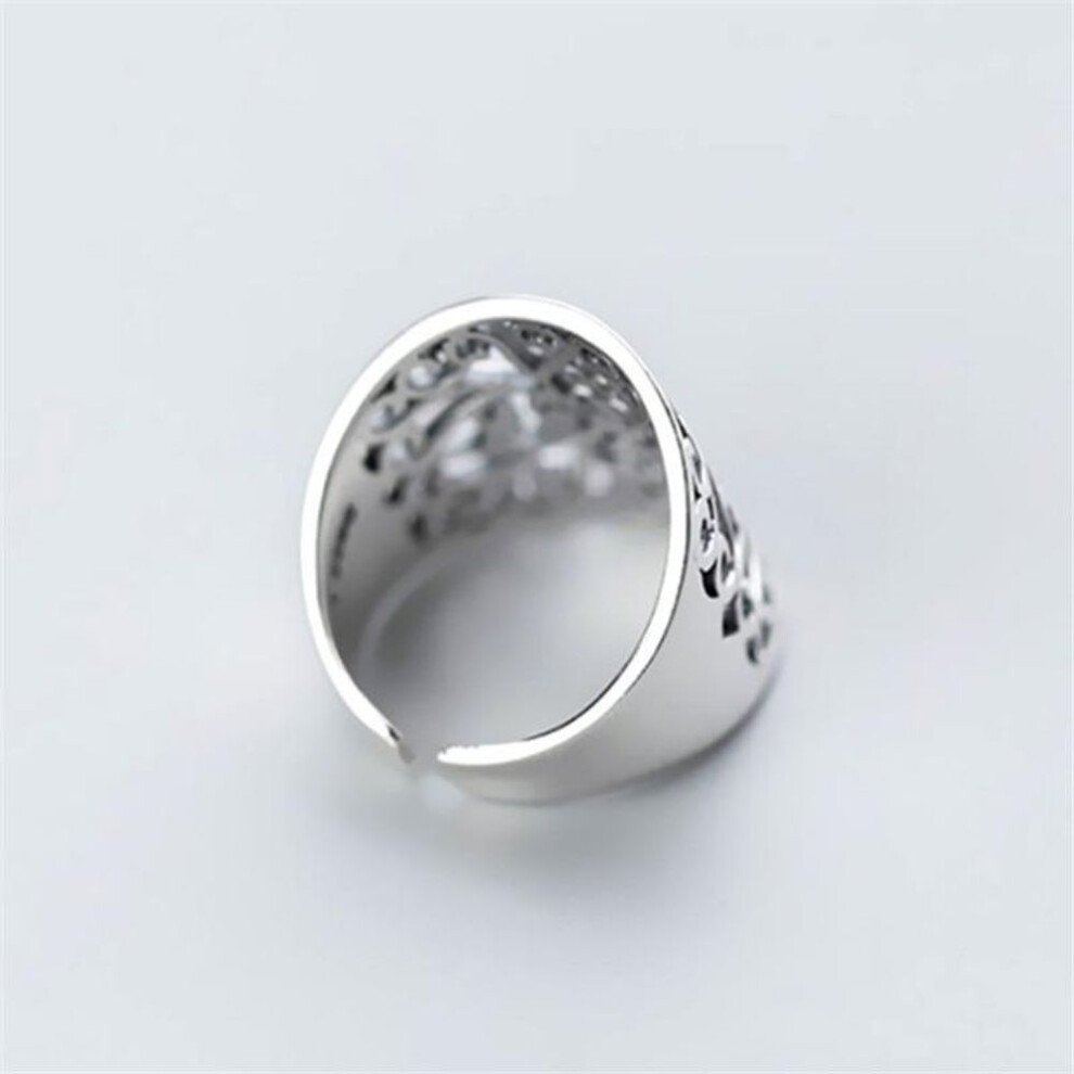 Big Wide Surface Hollow Flowers Vintage Open Rings Silver Carved Facotry Mama Women Ladies Ring