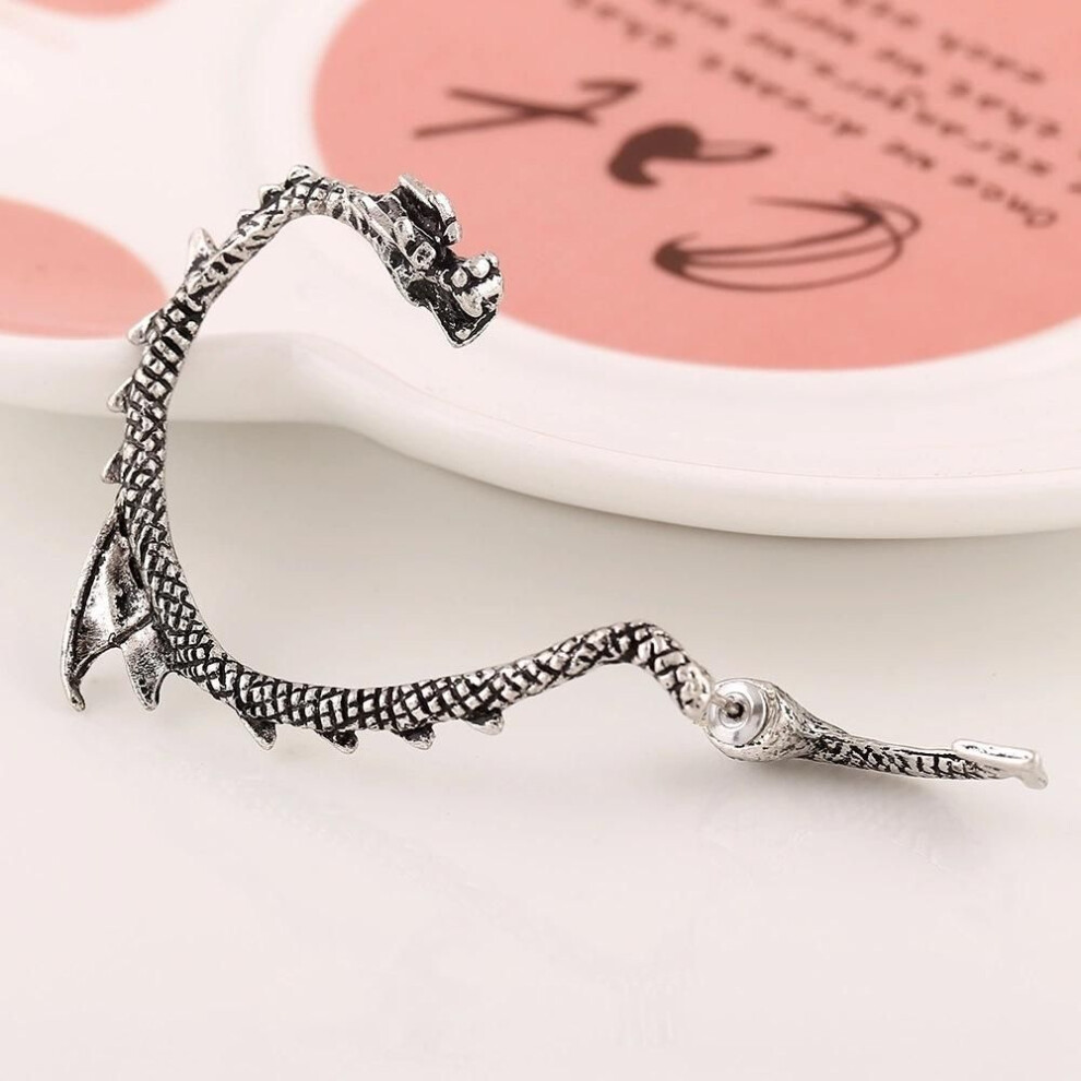 (silver) 1pcs The New Earrings Women Men Punk Ear Cuff Dragon Earrings Jewelry