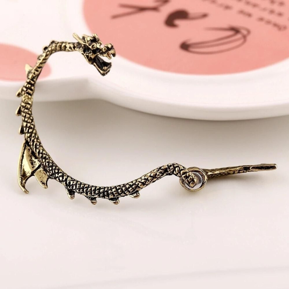 (Bronze) 1Pcs The New Earrings Women Men Punk Ear Cuff Dragon Earrings Jewelry Bronze