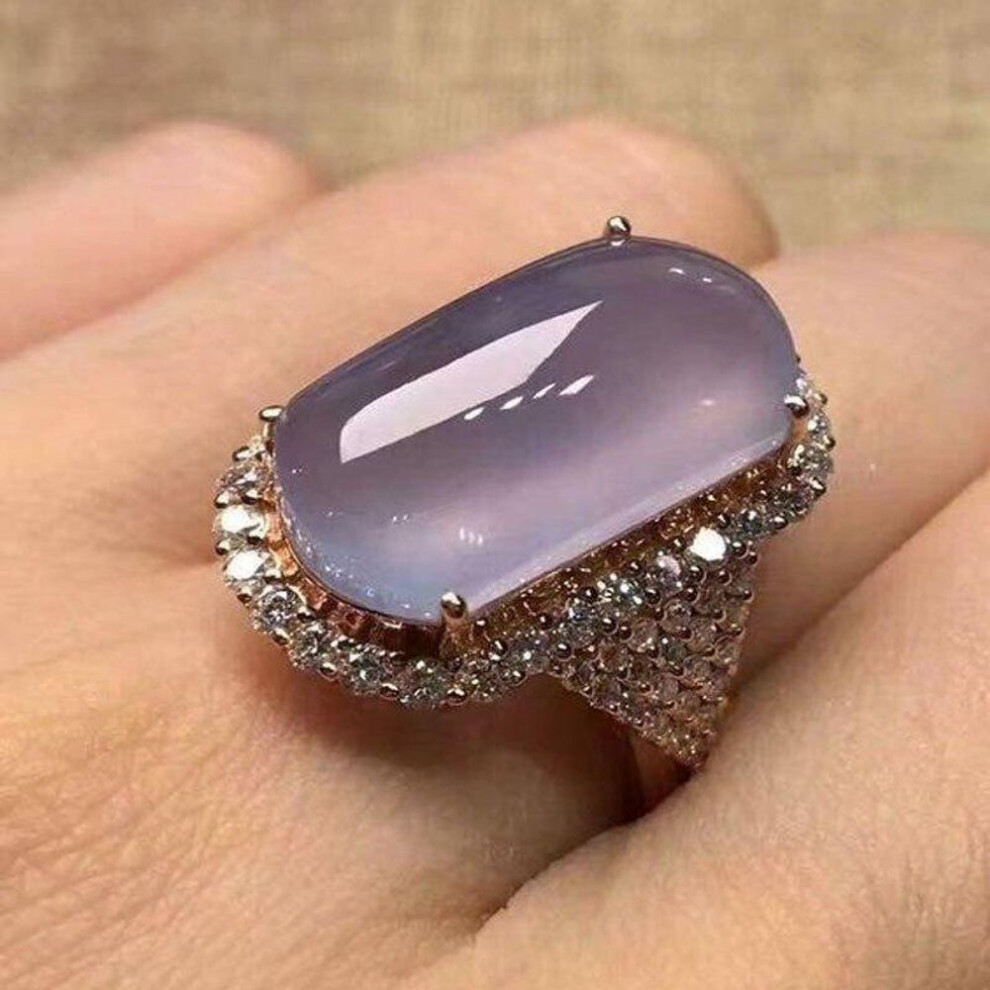(purple, 8) Fashion Hot Sale Lady Rose Taro Zircon Ring Ring Creative New Jewelry Gift