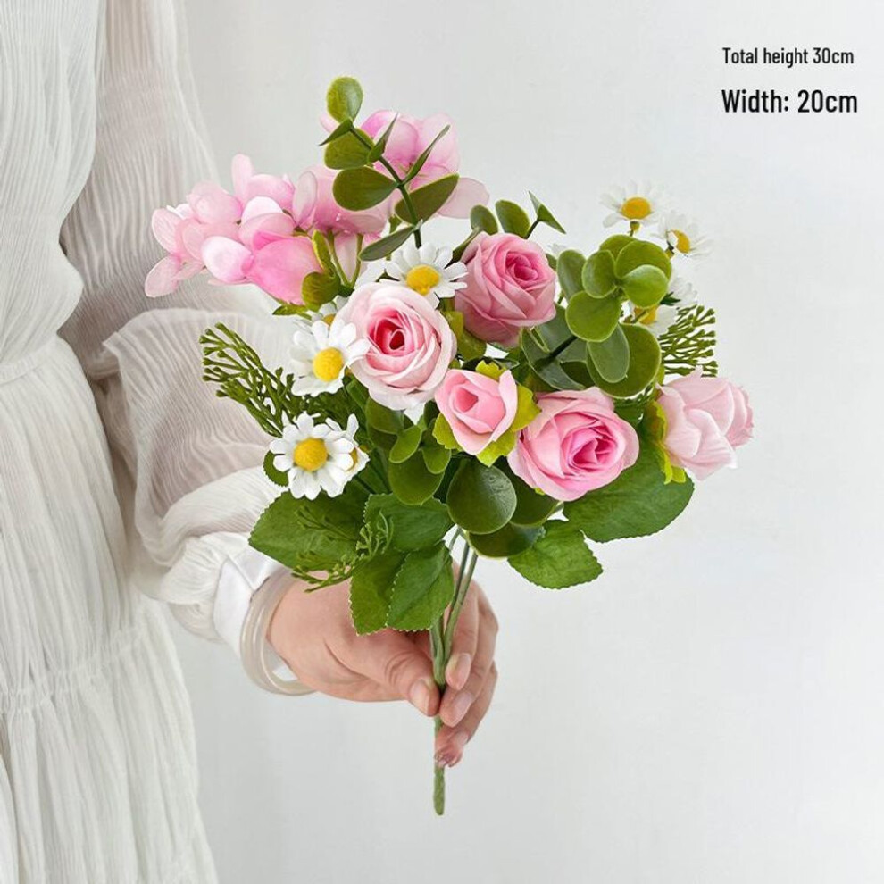(as the picture, single branch) Chamomile Hydrangea Daisy Wedding Bouquet: Artificial Flower For Photography And Decor
