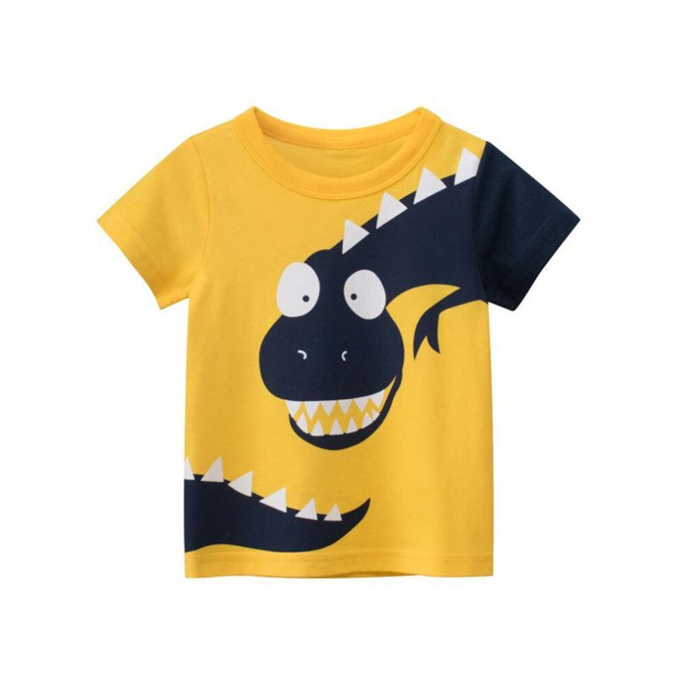 (golden, 100cm) "27kids Children&apos;s Short-sleeved Dinosaur T-shirt - Korean Version Children&apos;s Clothing For Summer"