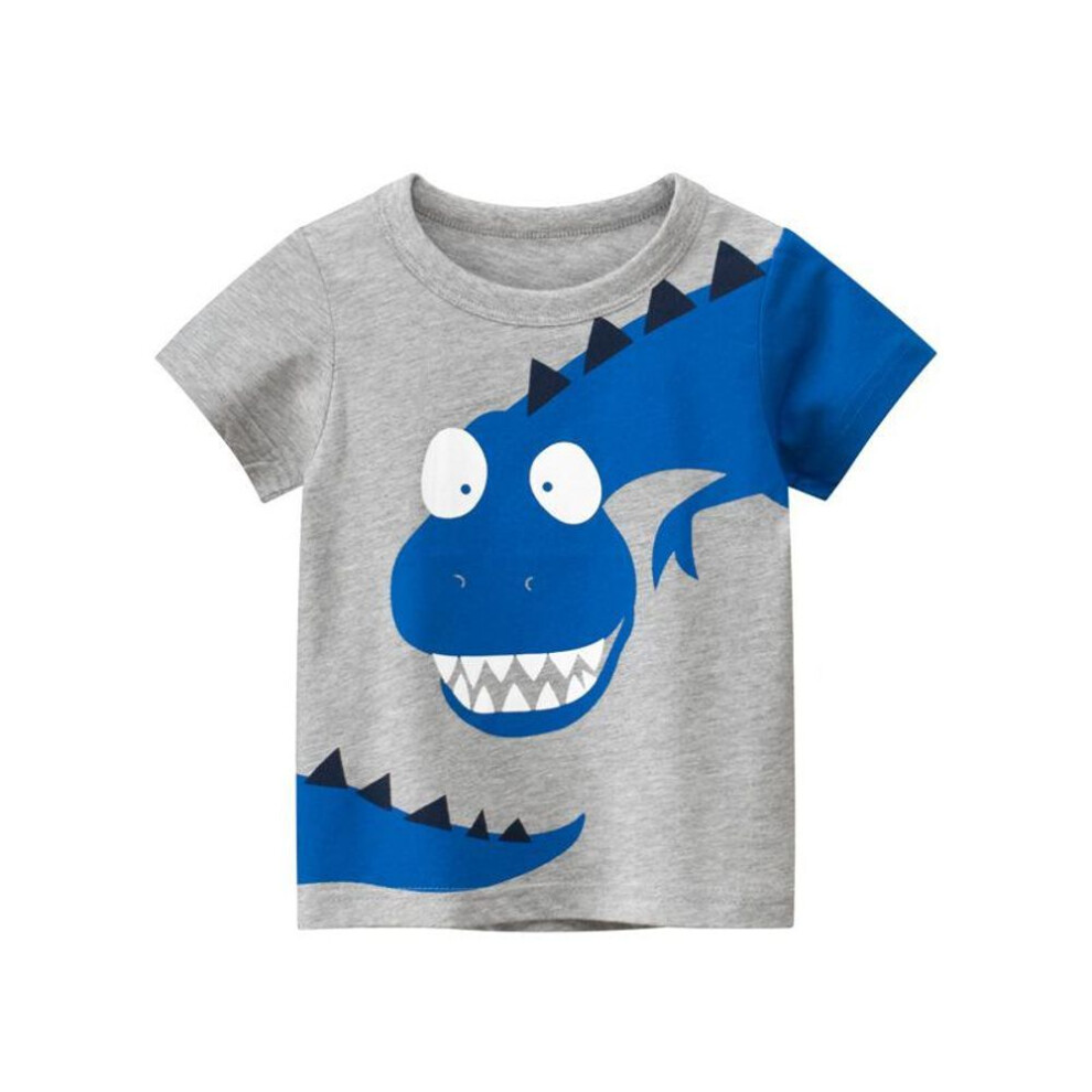 (gray, 100cm) "27kids Children&apos;s Short-sleeved Dinosaur T-shirt - Korean Version Children&apos;s Clothing For Summer"