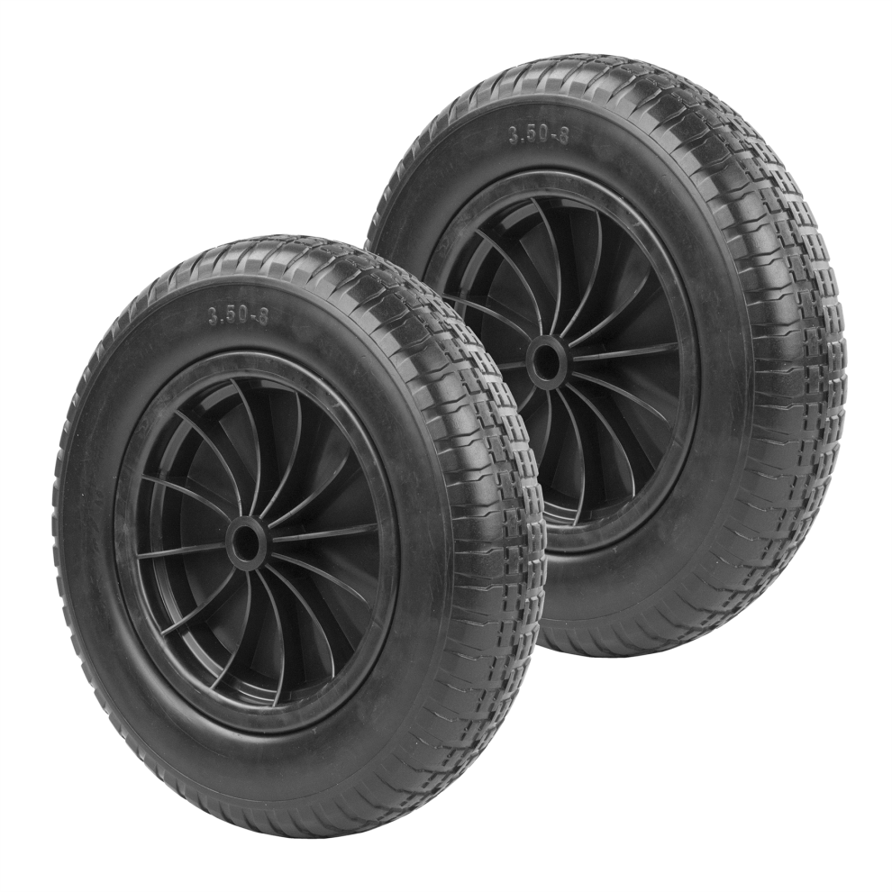 (2x 14" (3.50 - 8) Wheel Only) KCT Wheelbarrow Parts Puncture proof 14" Inch Wheel & Tyre, 128x20mm Axle, or Full Kit