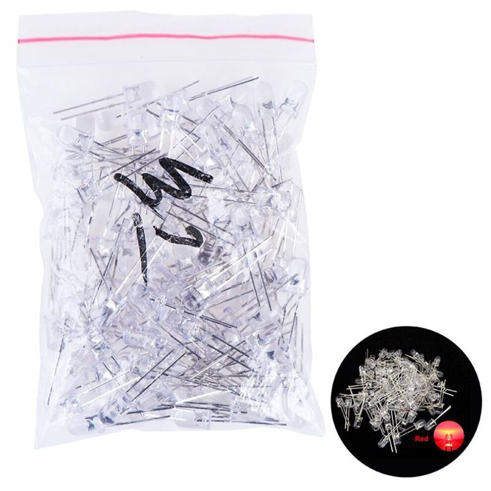 (red) 100pcs 5mm Led Combo Kit White Green Red Blue Yellow Light Emitting Diodes