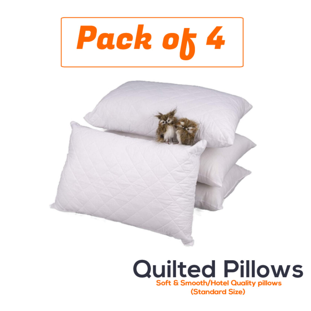 (Pack of 4) Quilted Pillows 2x 4x Pack Hotel Quality Bounce Back Deep Filled Pillows 29x19''