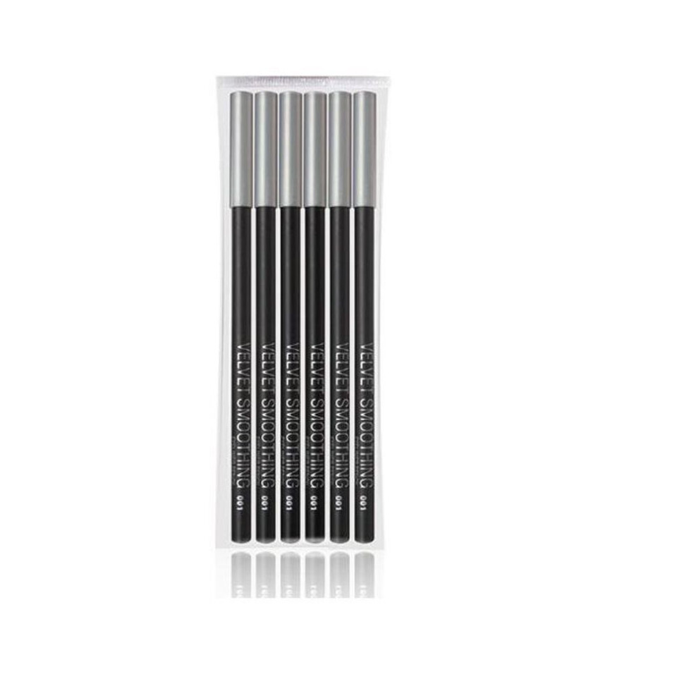 (6pcs) Black Eyeliner Pencil Long Lasting Highly Pigmented Eyeliner No Smudging Smooth Soft Gliding Eye Liner Makeup Cosmetics
