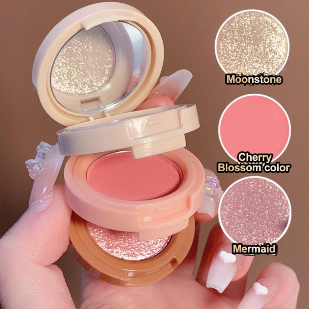 (01#) 3 In 1 Matte Glitter Highlighter Pearly Blush Palette Shiny Eyeshadow Multifunctional Face Makeup Palette Cosmetics