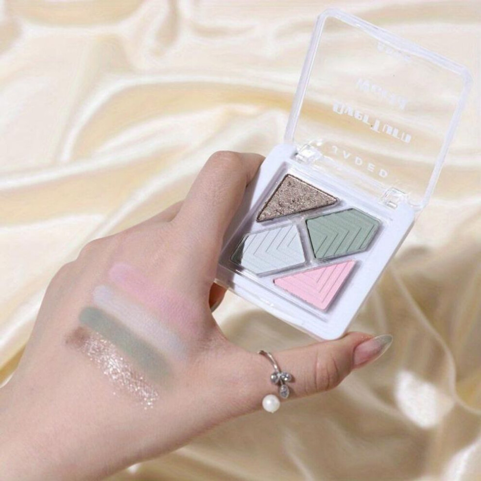 (03#) Portable Reverse World Four-color Eyeshadow Palette Spice Girl Pink Summer Blue Green Pocket Eyeshadow