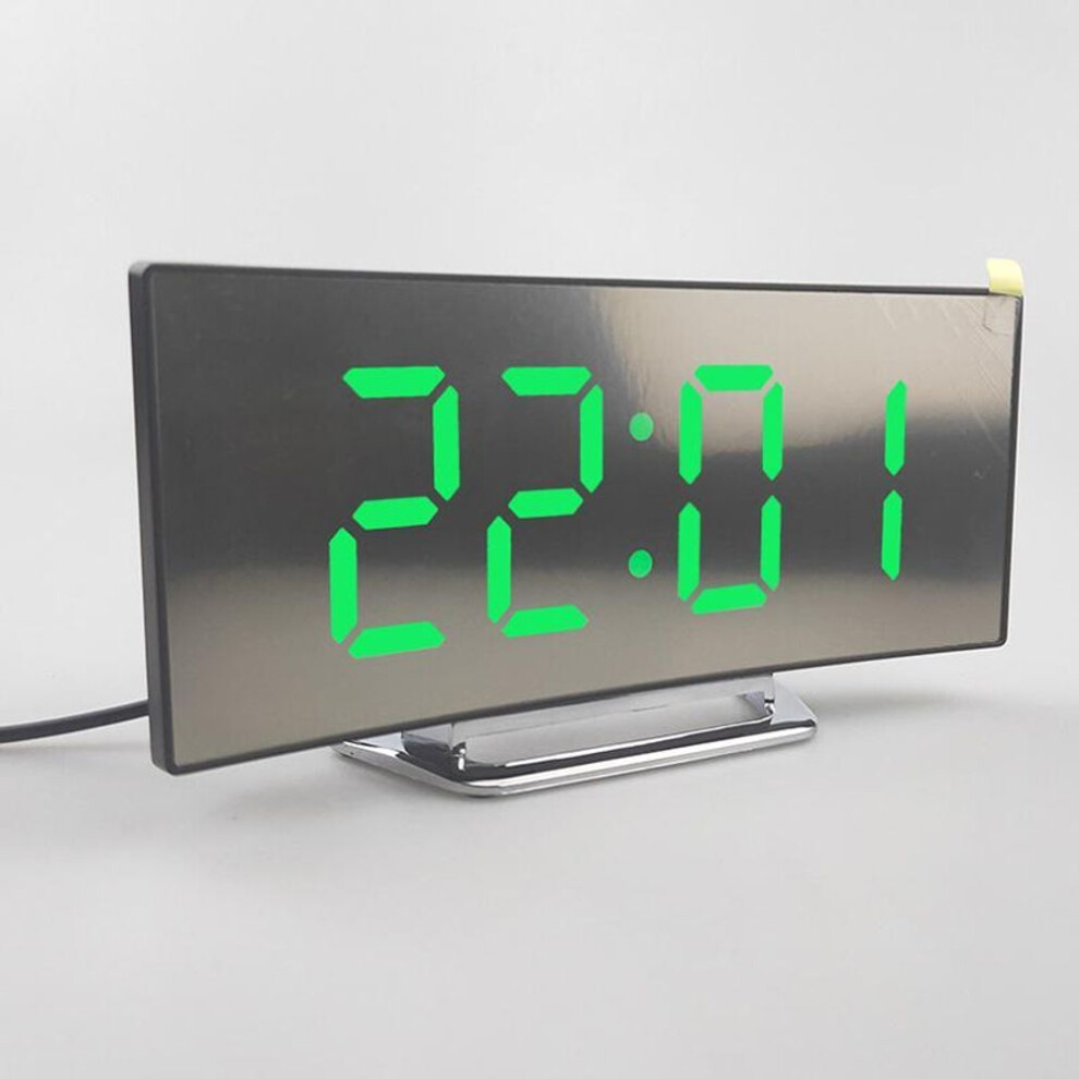 (green) Curved Led Screen Alarm Clocks Digital Alarm Clock Desktop Clock Home Room Electronic Alarm Clock