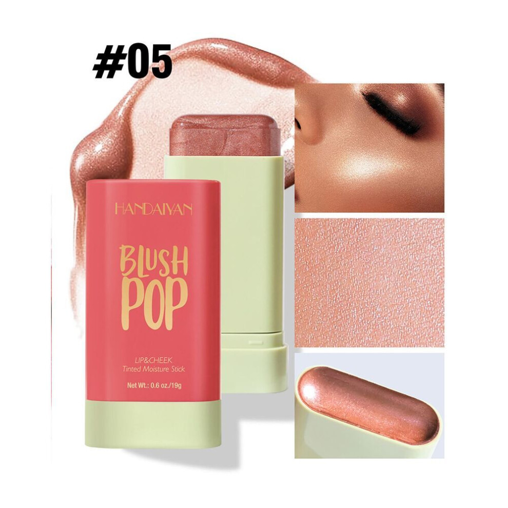 (05#Highlights) 6 Colors Blush Stick Matte Highlight Highlighting Contouring Stick Natural Dimensional Nude Makeup Blush Cream Multi-functional Solid Blusher