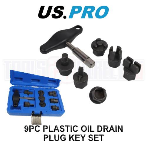 us pro US PRO Tools 9pc Oil Drain Plug Key Set For Plastic Sump Plugs 6239