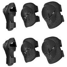 (S, Black) 6pcs/set Kids Protective Gear Knee Pads Elbow Pads Wrist Guard Set For Kids Full Protective For