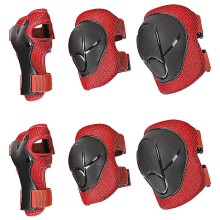 (M, Red) 6pcs/set Kids Protective Gear Knee Pads Elbow Pads Wrist Guard Set For Kids Full Protective For