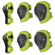(M, Green) 6pcs/set Kids Protective Gear Knee Pads Elbow Pads Wrist Guard Set For Kids Full Protective For