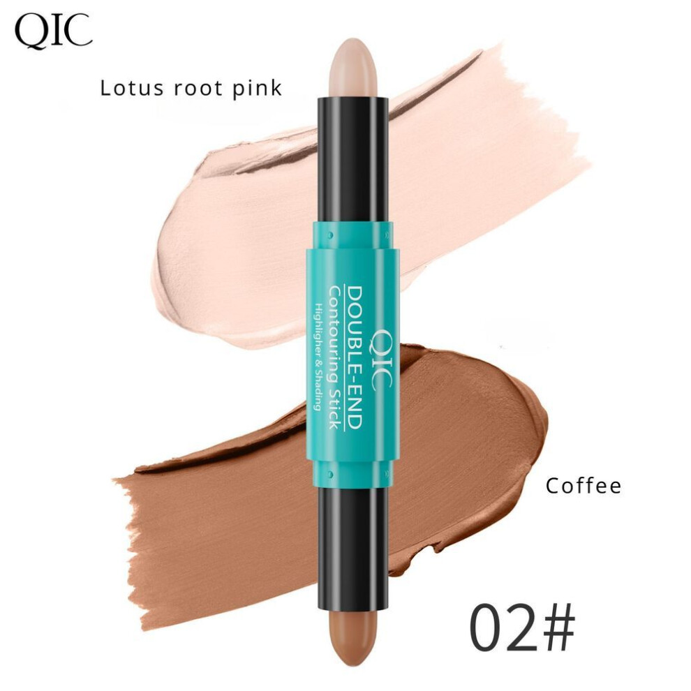 (2#) Dual-ended Contour Stick Highlighter Bronzer Stick 3D Retouching Nose Shadow Shadow Matte Concealer Stick Waterproof Face Contouring Pen Makeup Stick