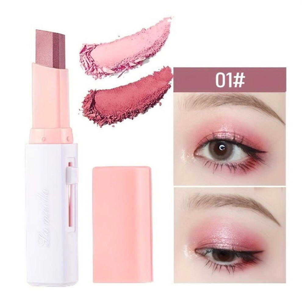 (01#) 2 In 1 Pearly Highlighter Eyeshadow Stick Makeup Waterproof Long Lasting Glitter Eyeshadow Eyeliner Stick Eyes Makeup Cosmetics