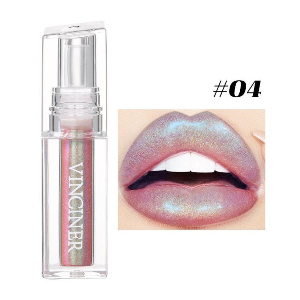 (04#) Chameleon Lip Glaze Lip Gloss Eyeshadow, Face Highlight Moisturising Diamond Shimmer Liquid Lipstick, Aurora Dazzle Lip Gloss For Party Daily Makeup