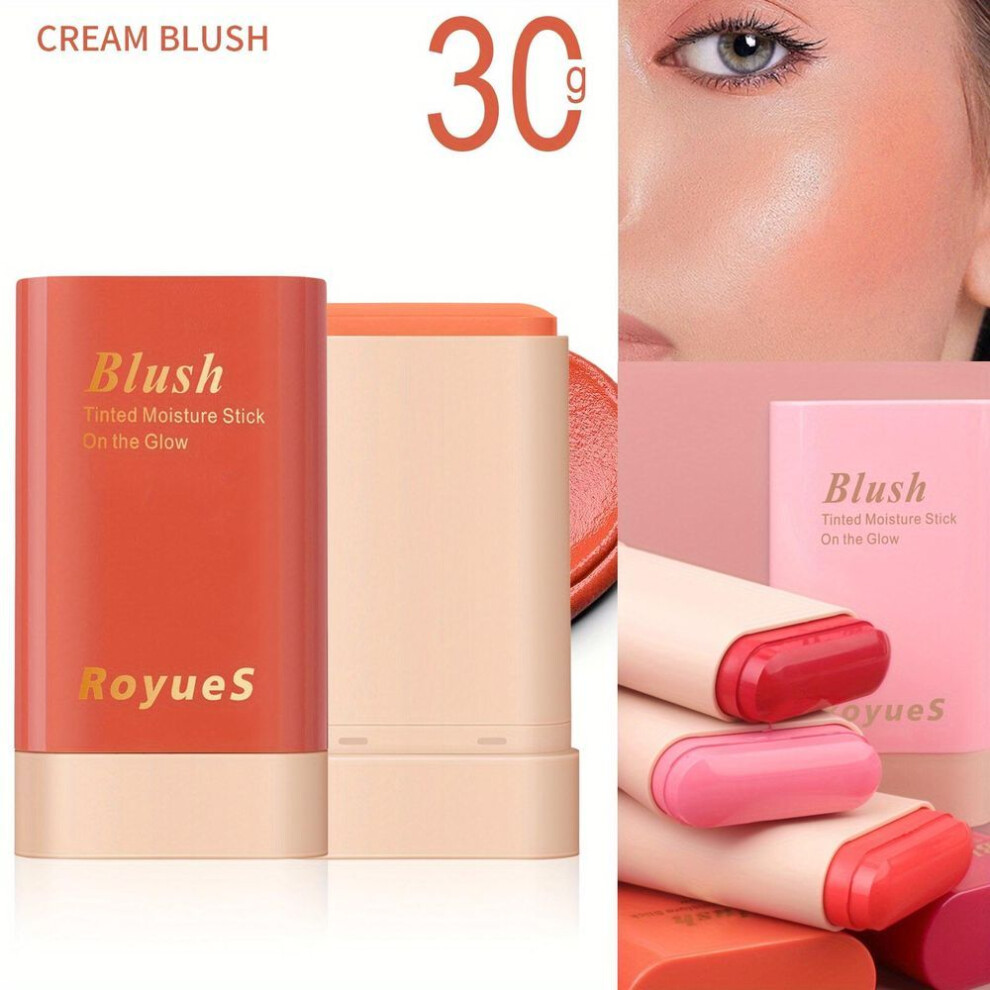 (02#) 30g Blush Stick Brightening Primer Solid Blush Natural Nude Makeup Waterproof Lightweight Multi-functional Blush Stick Blush Cream