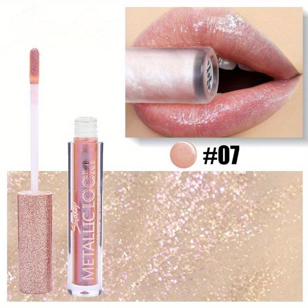 (7#) 8-color Liquid Lip Gloss Glitter Moisturizing Lipstick Lip Glaze Diamond Pearlescent Lipstick High Pigment Long Lasting Lip Gloss Lip Makeup For Women