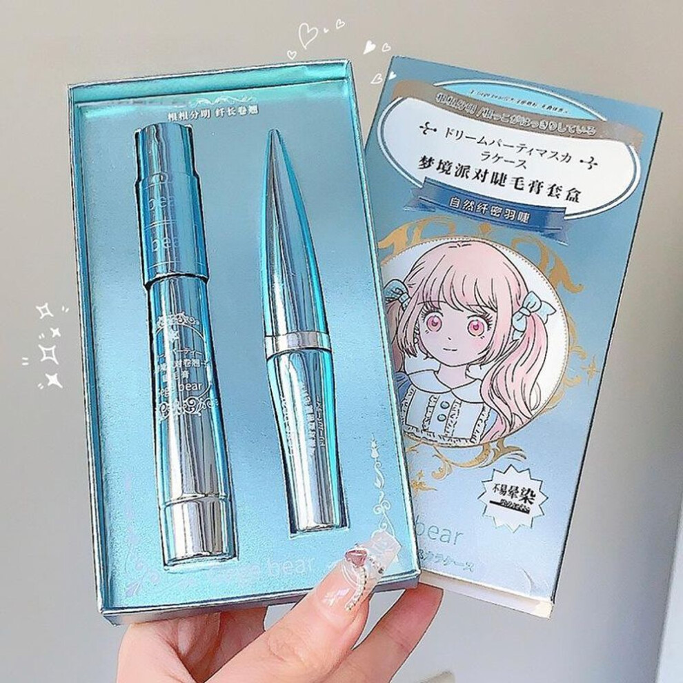 (2pcs/set) Silk Fiber Black Mascara Waterproof Long Lasting Extension Eyelashes Lengthening Curling Mascara Black Eyelash Makeup Cosmetic