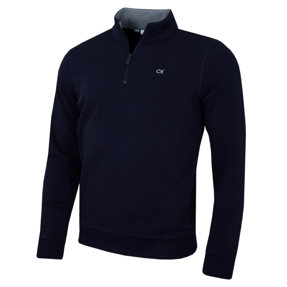 (M, Navy) Calvin Klein Mens 2025 Rocky Half Zip Supersoft Stretch Golf Sweater