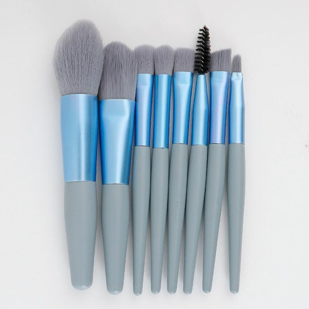 (blue, China) 8pcs Professional Makeup Brushes Set Cosmetic Powder Eye Shadow Foundation Blush Blending Concealer Beauty Make Up Tool Brushes