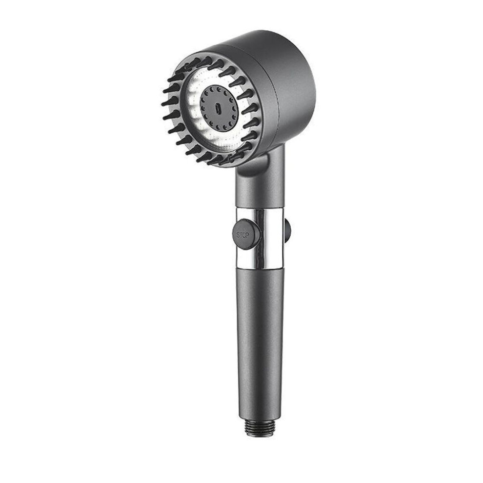 (grey) New Black Shower Head Rainfall High Pressure 3 Modes Adjustable Boost Filter Holder With Hose For Bathroom Accessories Sets