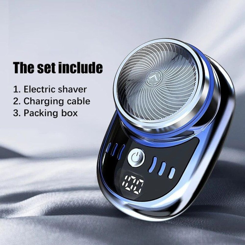 (light blue) Mini Electric Travel Shaver For Men Pocket Size Portable Travel Car Home Razor Rechargeable Cordless