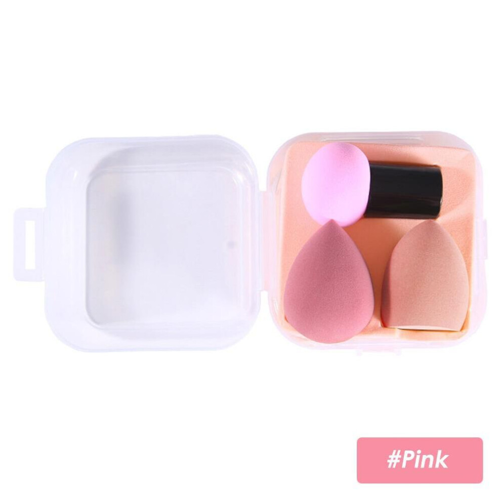 (pink) 3pcs Makeup Sponge Cosmetic Puff Makeup Tools With Storage Box Foundation Powder Sponge Beauty Tool Women Make Up Accessories