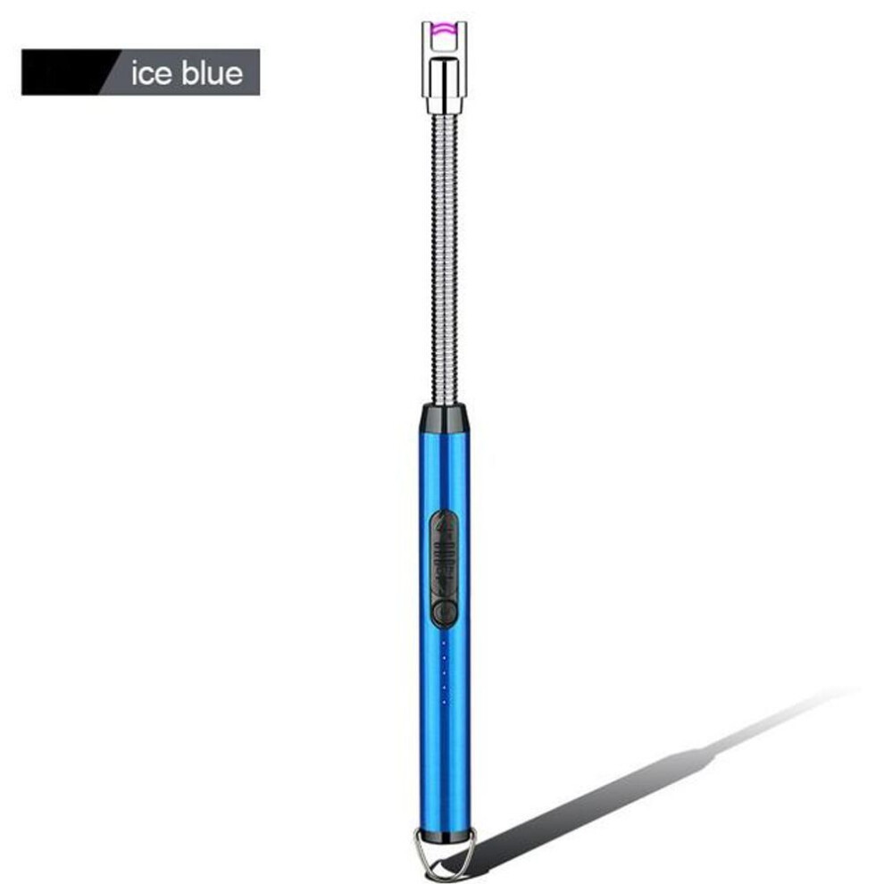 (blue) Pulse Igniter Home Use Kitchen Candle Gas Stove Outdoor Metal Windproof Power Display Hook Long Handle Ignition Gun