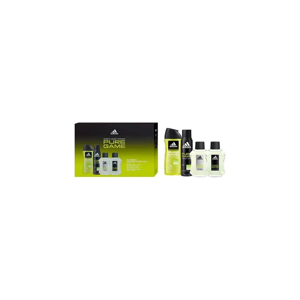 Adidas Pure Game 4pc Gift Set 100ml Aftershave 100ml EDT Spray
