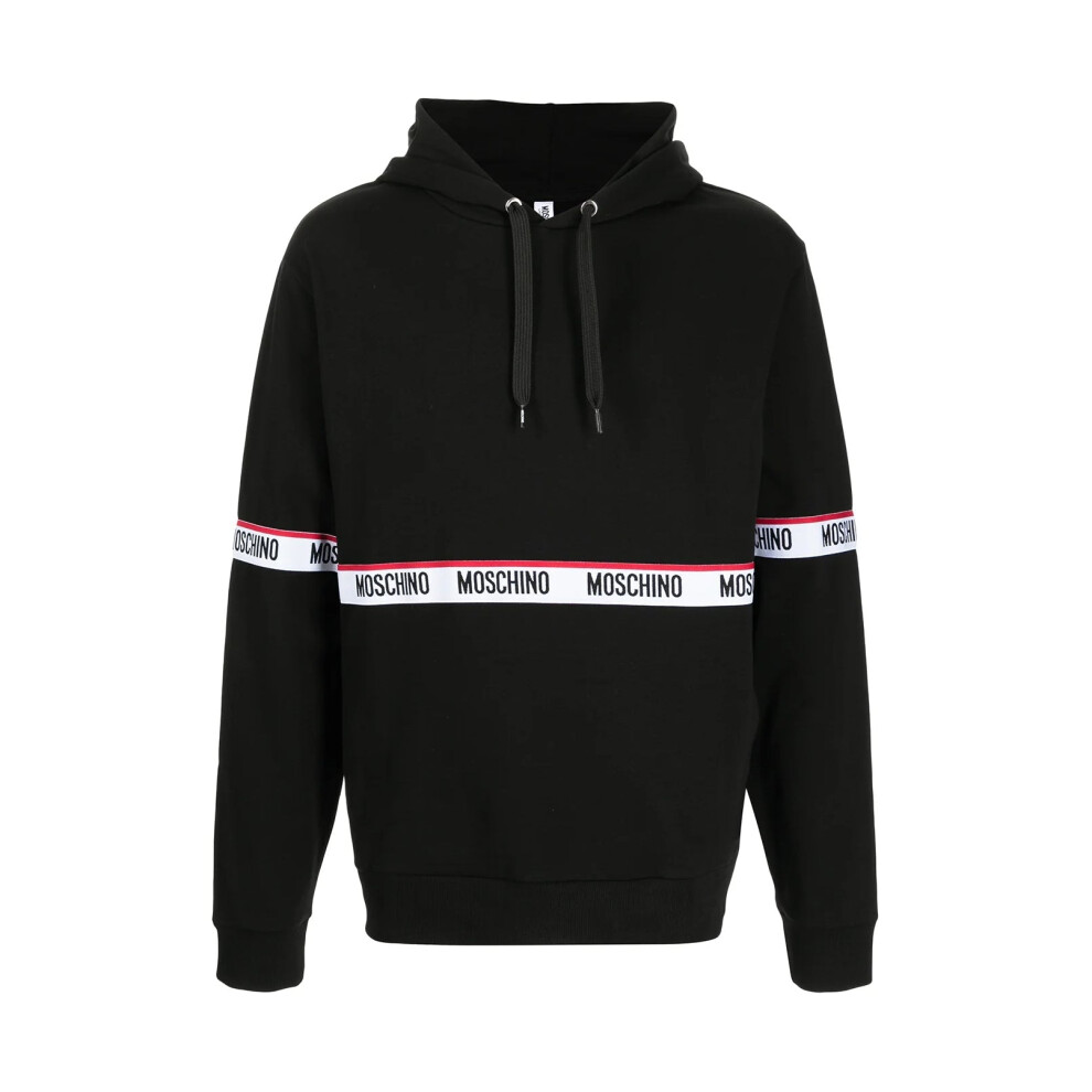 (555 Black, M) Moschino Logo Tape Hoodie