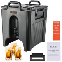 Vevor YLHLQQFX10JL0JHFAV0 10 gal Food-Grade Hot & Cold Insulated Beverage Dispenser Server Cooler with 1.18 in. PU Layer Two-Stage Faucet Handle