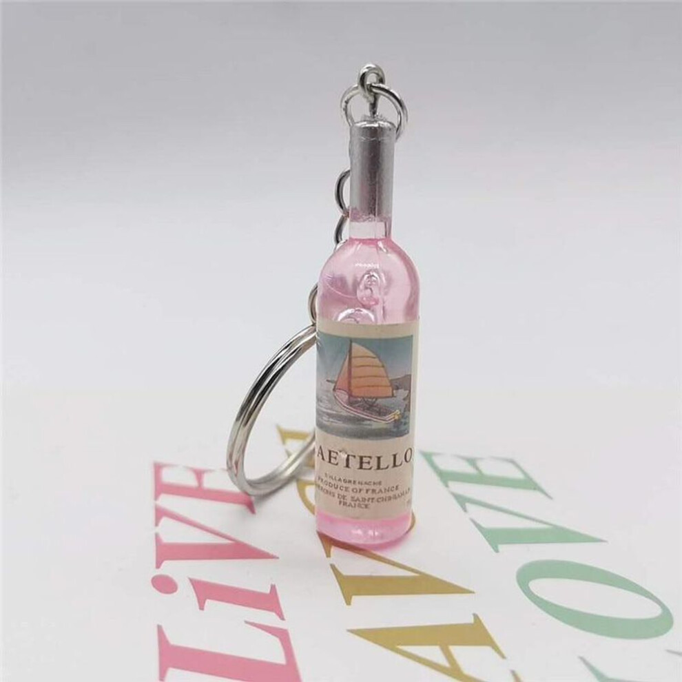 (Other) Cute Novelty Resin Beer Wine Bottle Keychain Assorted Color For Women Men Car Bag Keyring Pendant Accessions Wedding Party Gift