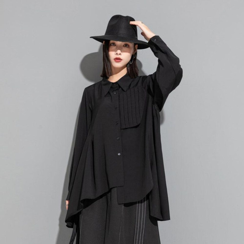 (M, black) Dimanaf 2023 Plus Size Spring Style Blouse Casual Shirt Long Women Buttons Clothing Sleeve Loose Shirt