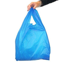 2000 x Blue 11 x 17 x 21" Plastic Vest Style Shopping Carrier Bags