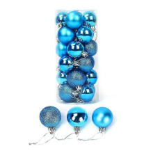 (8cm, Blue) 24 Pieces 4/6/8cm Glitter Christmas Shatterproof Ball Baubles Ornaments Multicolor Xmas Tree Decoration Hanging Pendants For Holiday Wedding Party