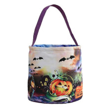 (Purple) Halloween Supplies Glowing Candy Basket Glowing Pumpkin Bags Children's Handheld Candy Handbags Bucket Decoration Props