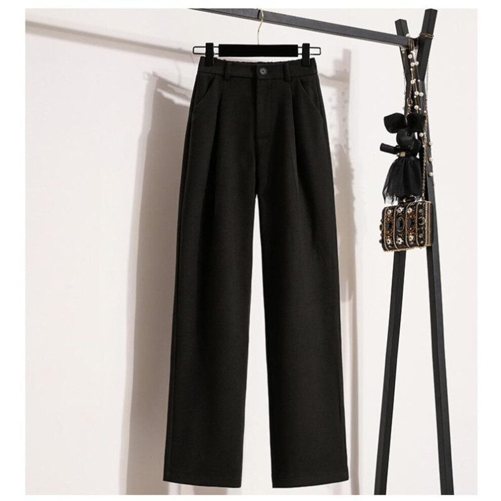 (black, XL) DIMANAF 2024 Plus Size New Long Pants Women Elastic Loose Thick Vintage Solid High Waist Soft Loose Basic Casual Trousers Wide Leg Pants 5XL