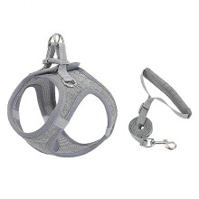 (grey) New Style Dog Harness Leash Set For Small Dogs Adjustable Puppy Cat Harness Vest